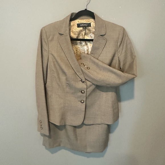 Kasper Dresses & Skirts - Kasper Taupe Blazer and Skirt Set